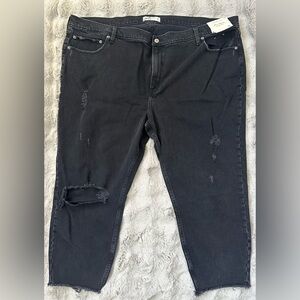 NWT Abercrombie the mom high rise distressed jeans size 37 24S charcoal black